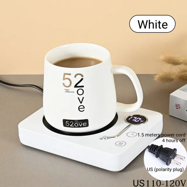 Smart Coffee Mug Warmer Electric Heating Coaster for Milk Tea Water 3 Temperature Setting Timing-off Cup Heater Keep Drinks Warm