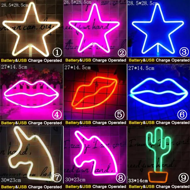 LED Neon Sign Light Holiday Night Lamp Xmas Party Wedding Decoration USB Night Light wholesale Home Gift Heart LED Neon Light