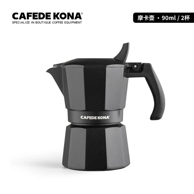 CAFEDE KONA Moka Pot cafeteira italiana Espresso Coffee Maker 90ml Food-safe Outdoor Coffee Pot Brewing Forms A Layer Of Crema