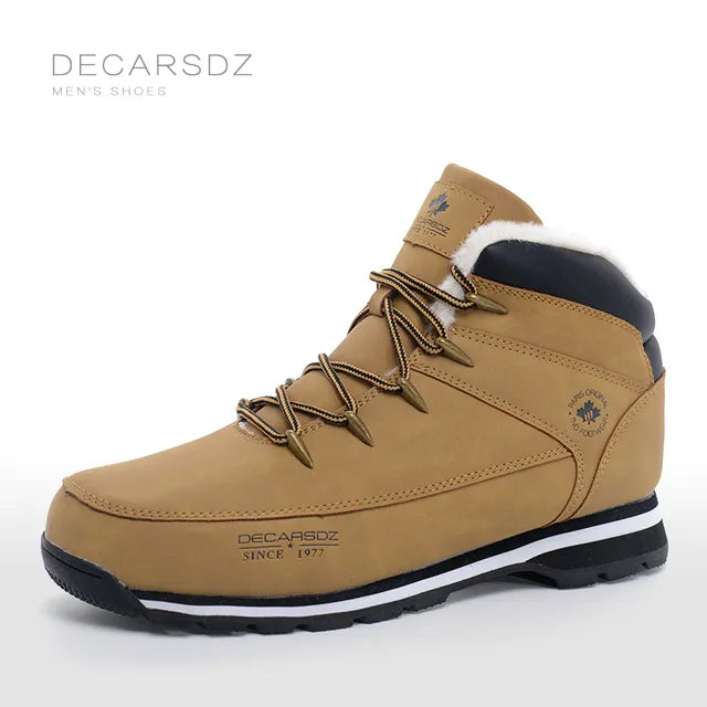 DECARSDZ Winter Boots Men 2023 New Outdoor Waterproof Comfy Durable Outsole Men Boots Classic High Quality Leather Snow Boots