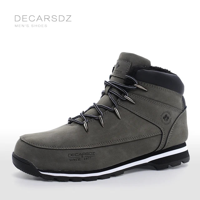 DECARSDZ Winter Boots Men 2023 New Outdoor Waterproof Comfy Durable Outsole Men Boots Classic High Quality Leather Snow Boots