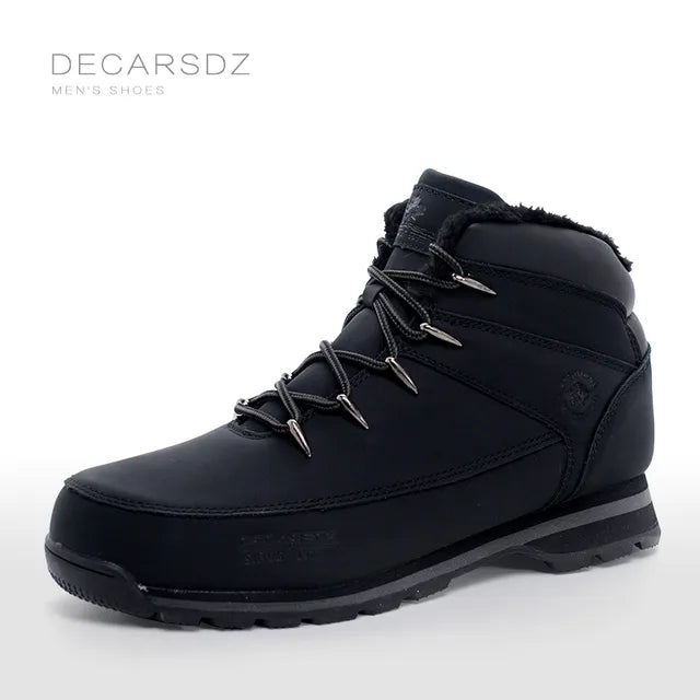 DECARSDZ Winter Boots Men 2023 New Outdoor Waterproof Comfy Durable Outsole Men Boots Classic High Quality Leather Snow Boots