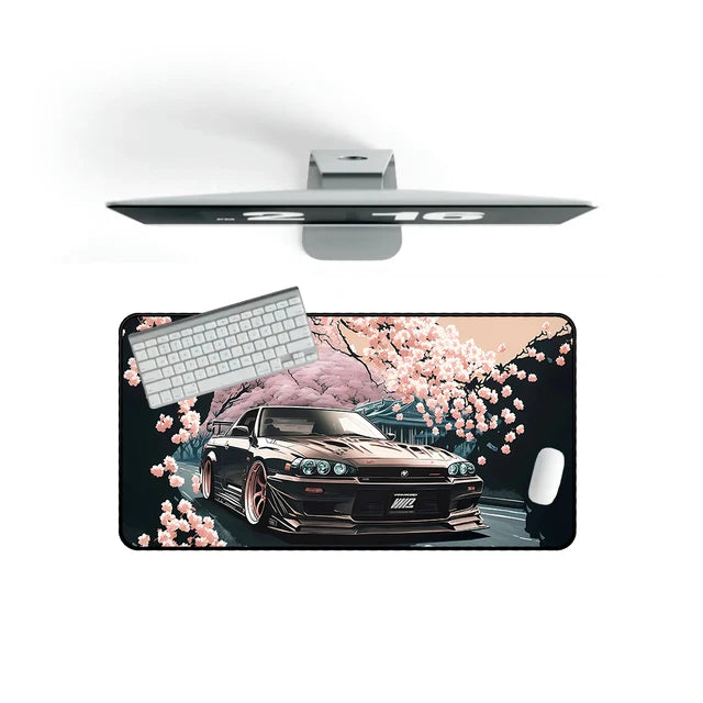 Desk Mat Nissan Skyline GTR XXL Gaming Mouse Pad Cherry Blossoms With Car Mousepad 900x400 Japanese Desk Mat