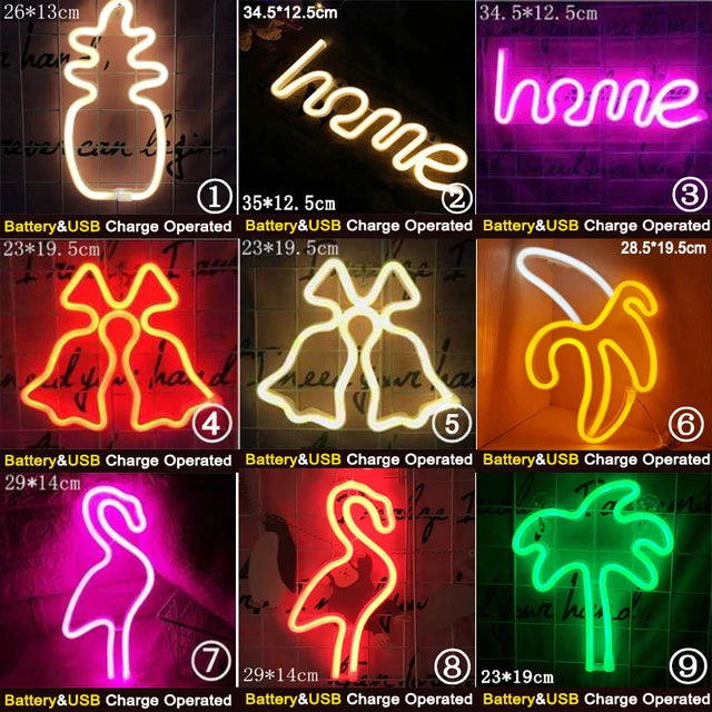 LED Neon Sign Light Holiday Night Lamp Xmas Party Wedding Decoration USB Night Light wholesale Home Gift Heart LED Neon Light