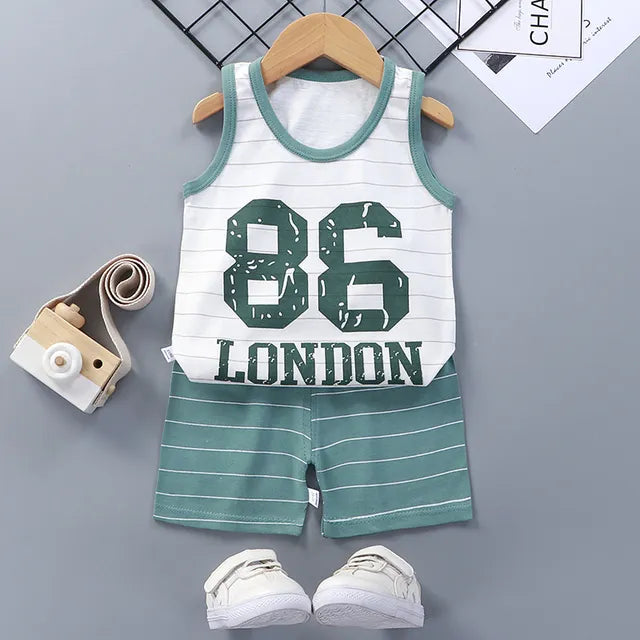 Children Sets Kids Clothes Boys Girls Vest Suit Summer Children's Clothing baby Cotton T-Shirts Shorts Tank Top Sleeveless