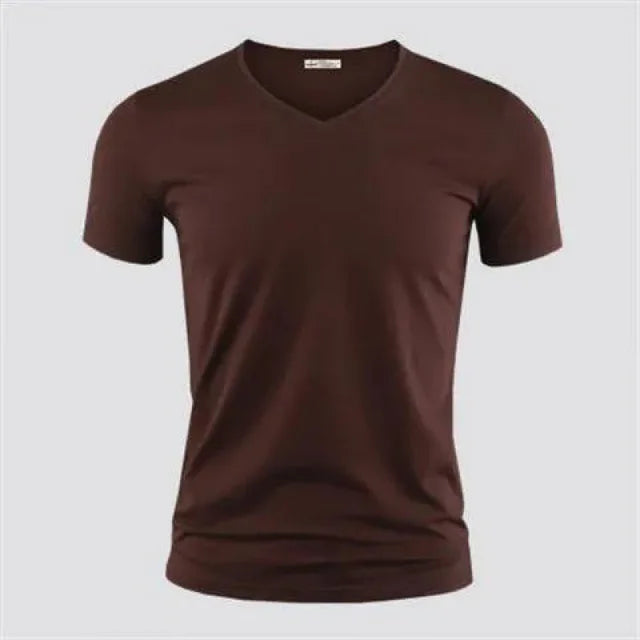 Men's T Shirt Pure Color V Collar Short Sleeved Tops Tees Men T-Shirt Black Tights Man T-Shirts Fitness For Male Clothes TDX01