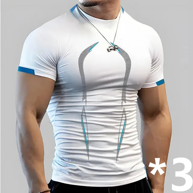 3Pcs Men's Fashion T-Shirt Summer Quick-Drying Casual Comfortable Sports Gym Sportswear Breathable Multicolor Shirt Size S-8XL