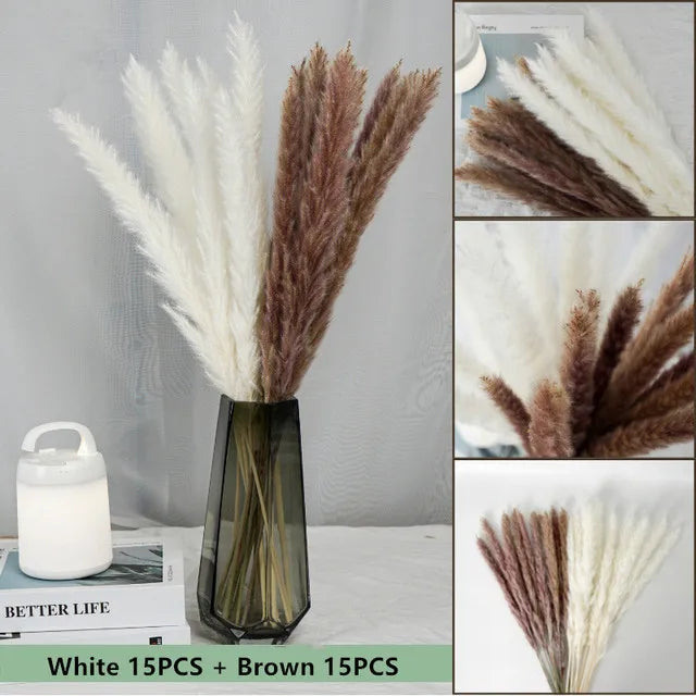 Natural Dried Flowers Pampas Phragmites Rabbit Tail Grass Bouquet for Boho Nordic Home Decor Wheat Ears Wedding Decoration