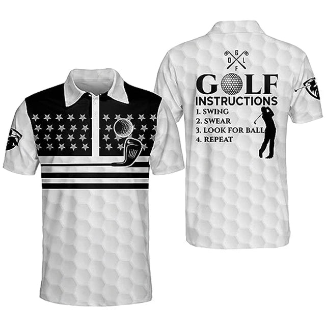 Men Golf Polo Shirts Summer Short Sleeve Streetwear Business Office Lapel Clothes Suitable for Grandpa and Dad Loose Casual Tops