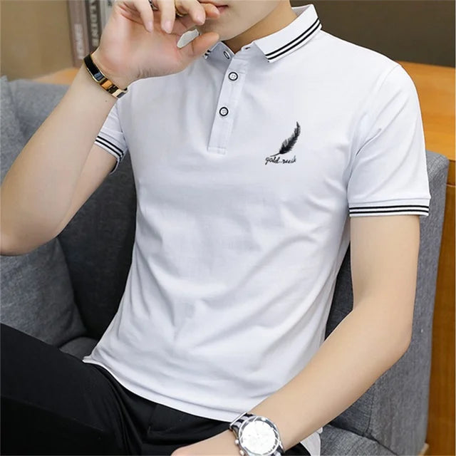 Men's Summer Lapel POLO Shirt Short Sleeve Tops Men Business Casual Youth Tops Korean Fashion Clothing Polo Shirt Men