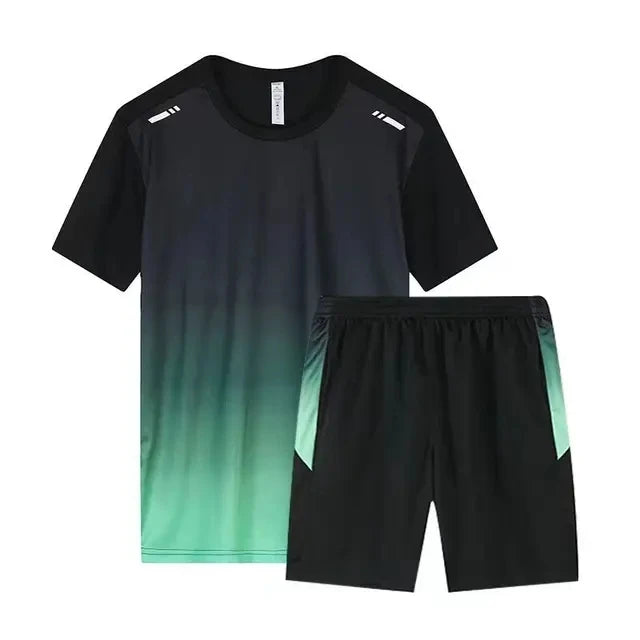 Men's Running Sport Quick Dry Sportswear Gym Breathable Football Clothing Fitness Set Athletic Wear T Shirts and Pants