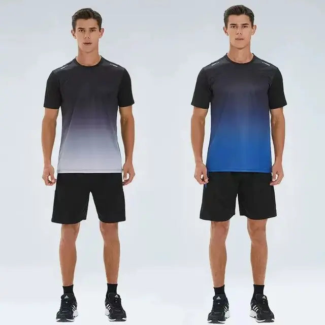 Men's Running Sport Quick Dry Sportswear Gym Breathable Football Clothing Fitness Set Athletic Wear T Shirts and Pants