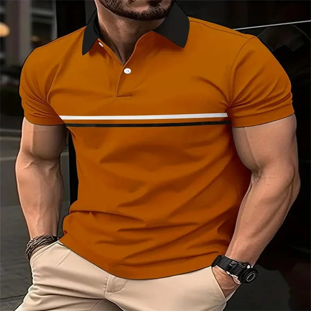 Striped Mens buttons Polo Shirt Short Sleeve Colorful 3d Printed Tops Tees Casual Polo T Shirt New Male Oversized 5xl Clothing