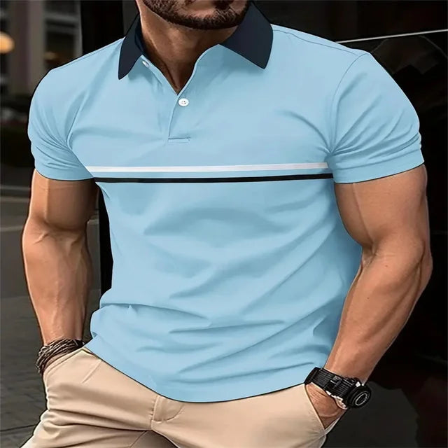 Striped Mens buttons Polo Shirt Short Sleeve Colorful 3d Printed Tops Tees Casual Polo T Shirt New Male Oversized 5xl Clothing