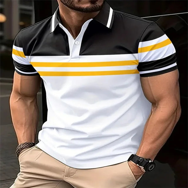 Striped Mens buttons Polo Shirt Short Sleeve Colorful 3d Printed Tops Tees Casual Polo T Shirt New Male Oversized 5xl Clothing