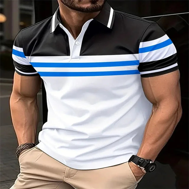 Striped Mens buttons Polo Shirt Short Sleeve Colorful 3d Printed Tops Tees Casual Polo T Shirt New Male Oversized 5xl Clothing