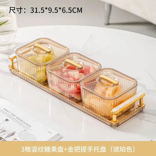 Light and Luxurious Transparent Fruit Plate Candy Plate Nuts and Dried Fruit Storage Box, Snack Snack Containers