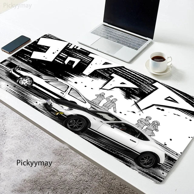 Initial D Large Mouse Mat Black Mousepad Big Gaming Mousepads Manga Car Rubber Keyboard Mats Desk Pad HD print Mouse Pads 90x40