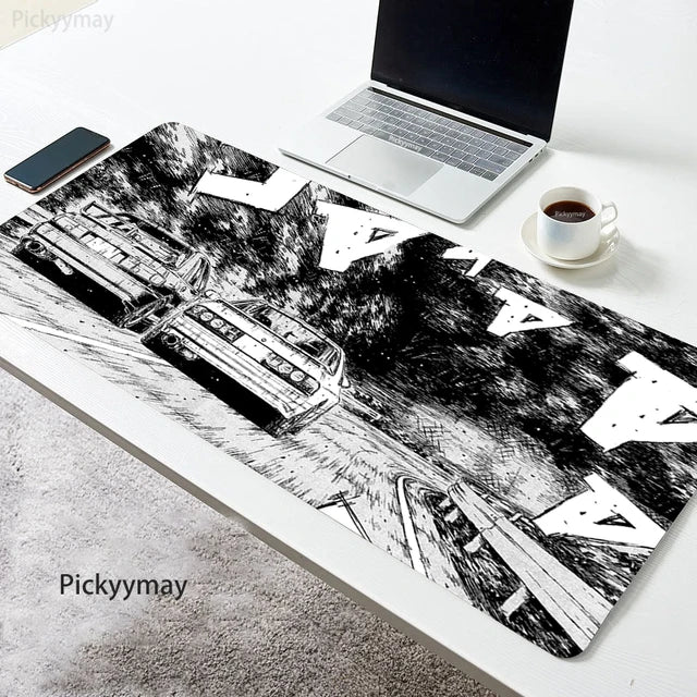 Initial D Large Mouse Mat Black Mousepad Big Gaming Mousepads Manga Car Rubber Keyboard Mats Desk Pad HD print Mouse Pads 90x40