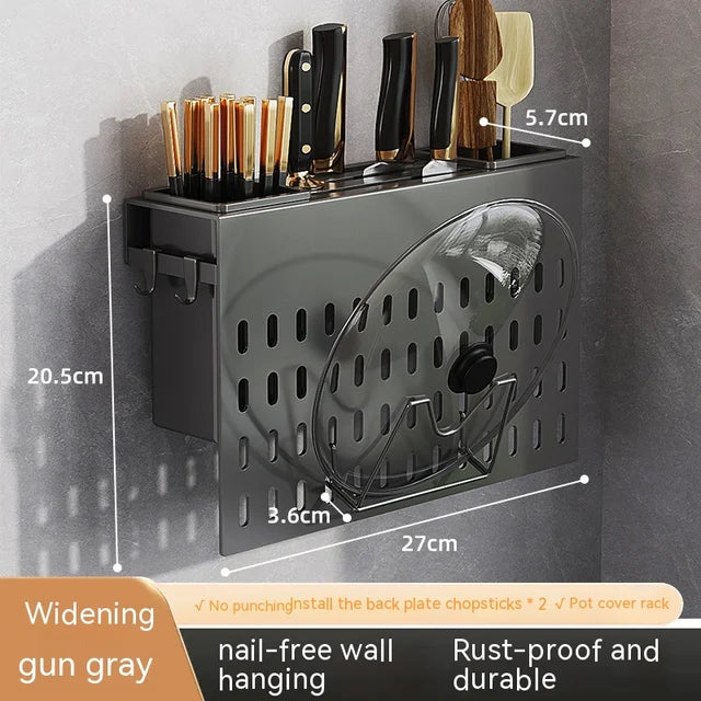 Kitchen Organizer Shelf Wall-mounted Spice Storage Rack Kitchen Knife Holder Wall Seasoning Chopstick Spoon Shovel Storage Sheif