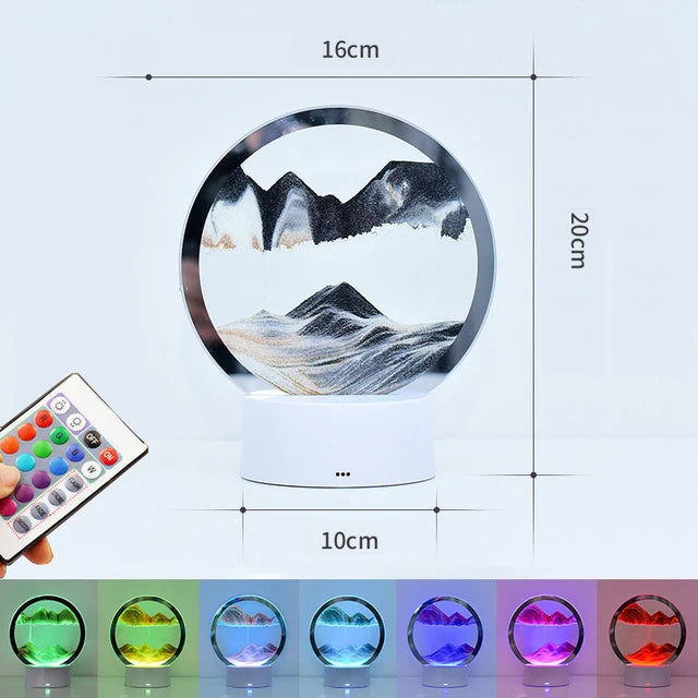 3D Moving Sand Art Picture Round Glass Deep Sea Sandscape Hourglass Quicksand Craft Flowing Sand Painting Office Home Decor Gift