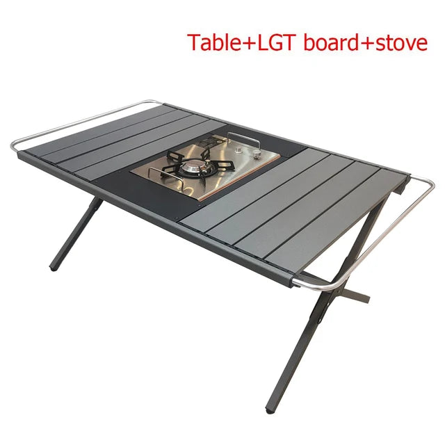 Outdoor Aluminum alloy IGT Table Portable Telescopic Camping Table With Gas Stove Teaism Tray Grill Equipment