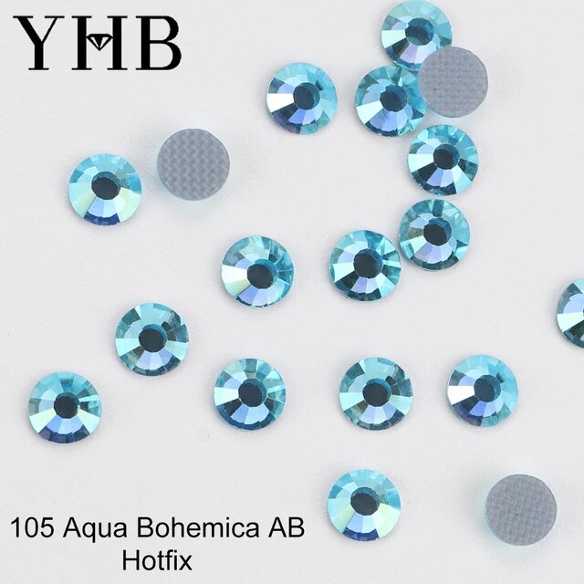 YHB High Quality Color Crystal AB Flatback Hotfix Rhinestones For Shoes Bags Fabric Garment Decoration DiY Jewelry Accessories