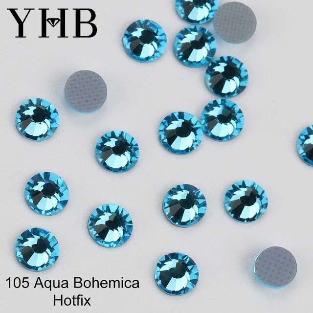 YHB High Quality Blue Flatback Hotfix Rhinestones For Shoes Bags Nails Crafts Fabric Garment Decoration DiY Jewelry Accessories