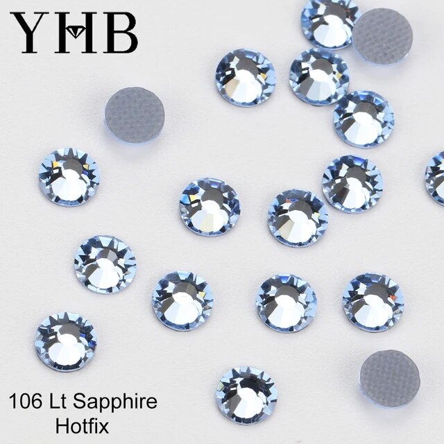 YHB High Quality Blue Flatback Hotfix Rhinestones For Shoes Bags Nails Crafts Fabric Garment Decoration DiY Jewelry Accessories