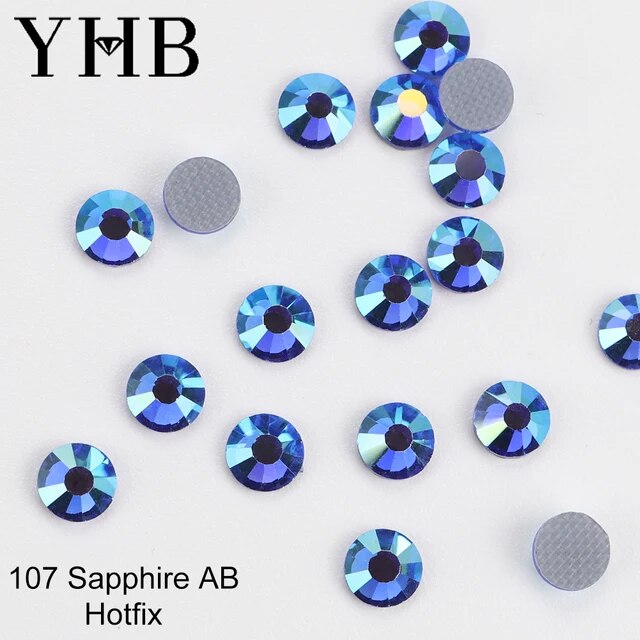 YHB High Quality Color Crystal AB Flatback Hotfix Rhinestones For Shoes Bags Fabric Garment Decoration DiY Jewelry Accessories