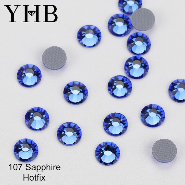 YHB High Quality Blue Flatback Hotfix Rhinestones For Shoes Bags Nails Crafts Fabric Garment Decoration DiY Jewelry Accessories