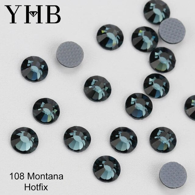 YHB High Quality Blue Flatback Hotfix Rhinestones For Shoes Bags Nails Crafts Fabric Garment Decoration DiY Jewelry Accessories