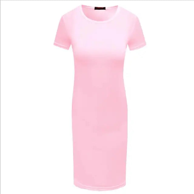 Womens Dress Vestido Summer Short Or Long Sleeve Slim Bodycon Dress Tunic Round Neck Casual Pencil Dress 2019 S-XL WDC1475