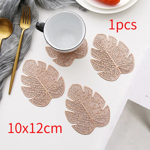 1/2/6pcs Drink Cup Coasters Glasses Kitchen Mat PVC Placemat Hot Pad Table Placemats Dining Table Mat Heat Insulation Non-Slip