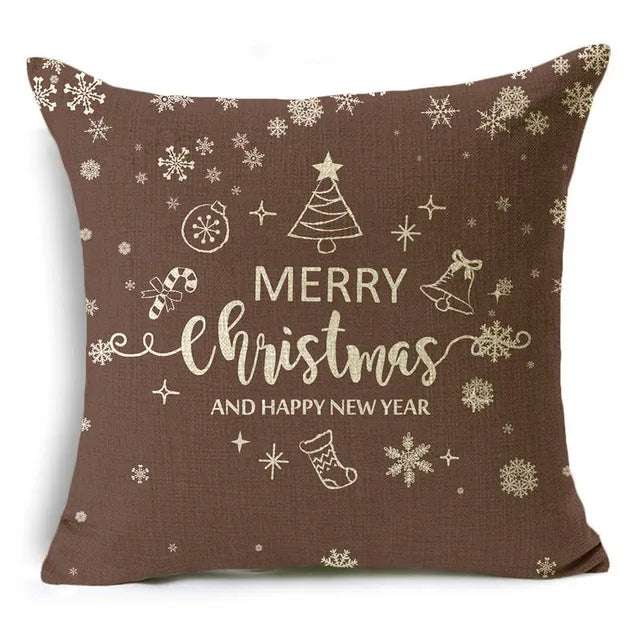 MODOVOS Christmas Throw Pillowcase Cushion Cover Linen Pillow Case Merry Christmas Gifts Home Office Living Room 18*18in