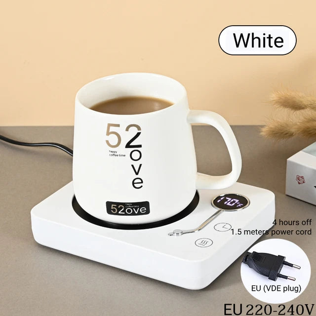 Smart Coffee Mug Warmer Electric Heating Coaster for Milk Tea Water 3 Temperature Setting Timing-off Cup Heater Keep Drinks Warm