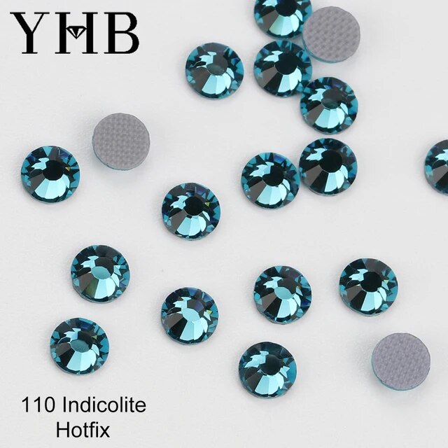 YHB High Quality Blue Flatback Hotfix Rhinestones For Shoes Bags Nails Crafts Fabric Garment Decoration DiY Jewelry Accessories