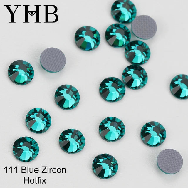 YHB High Quality Blue Flatback Hotfix Rhinestones For Shoes Bags Nails Crafts Fabric Garment Decoration DiY Jewelry Accessories