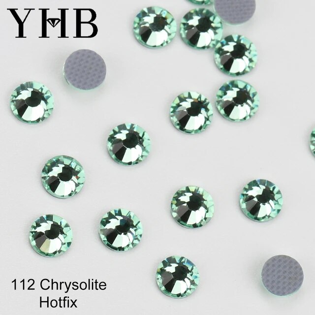 YHB High Quality Green Color Flatback Hotfix Rhinestones For Shoes Bags Fabric Garment Decoration DiY Jewelry Accessories