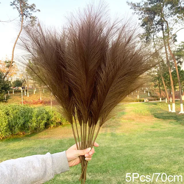 5Pcs 100/70cm Artificial Pampas Grass Bouquet New Year Holiday Wedding Party Home Decoration Plant Simulation Dried Flower Reed