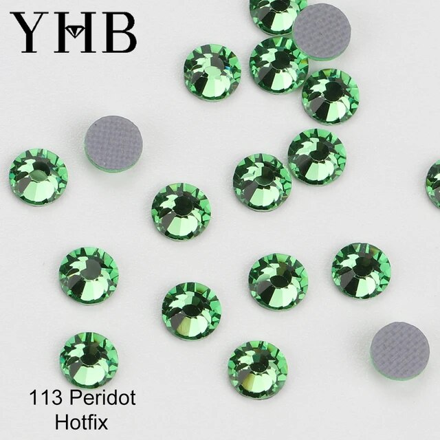 YHB High Quality Green Color Flatback Hotfix Rhinestones For Shoes Bags Fabric Garment Decoration DiY Jewelry Accessories