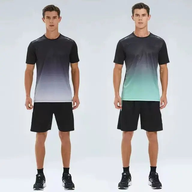 Men's Running Sport Quick Dry Sportswear Gym Breathable Football Clothing Fitness Set Athletic Wear T Shirts and Pants