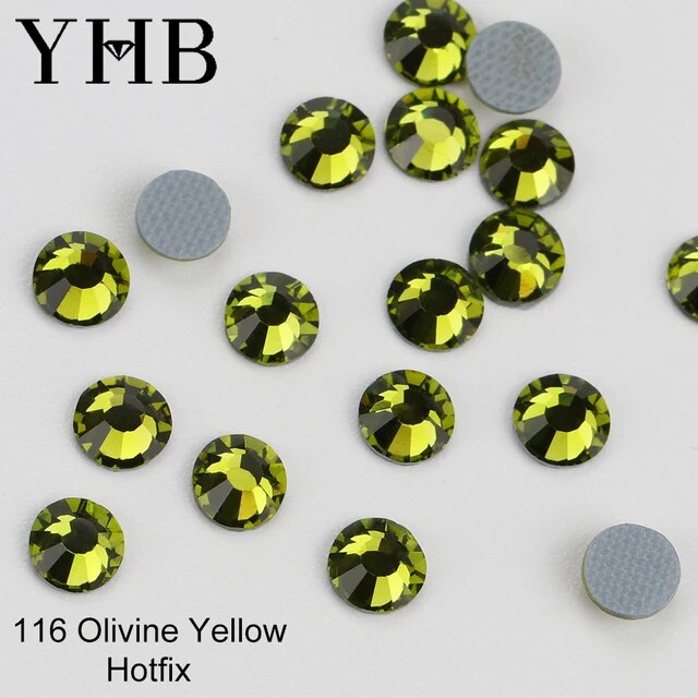 YHB High Quality Green Color Flatback Hotfix Rhinestones For Shoes Bags Fabric Garment Decoration DiY Jewelry Accessories