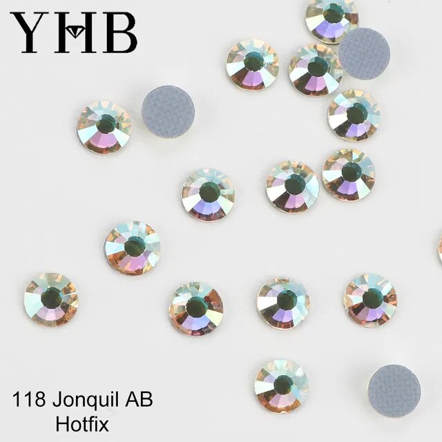 YHB High Quality Color Crystal AB Flatback Hotfix Rhinestones For Shoes Bags Fabric Garment Decoration DiY Jewelry Accessories