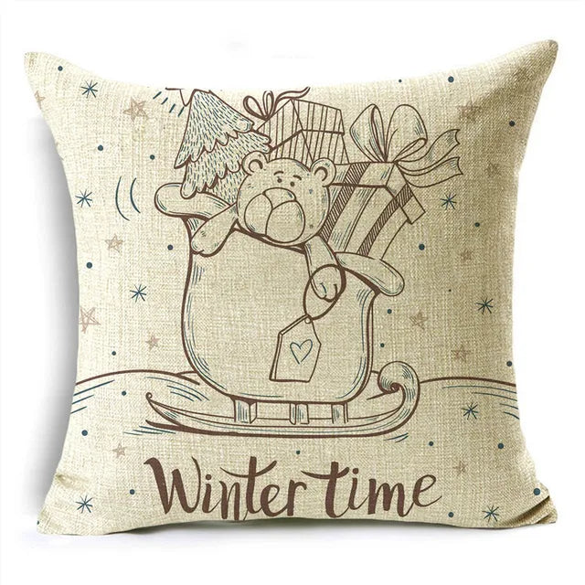 MODOVOS Christmas Throw Pillowcase Cushion Cover Linen Pillow Case Merry Christmas Gifts Home Office Living Room 18*18in