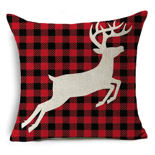 New Pillowcase Cartoon plaid Cushion Cover Throw Linen Pillow Case Merry Christmas Gifts Home Office Living Room 45x45cm