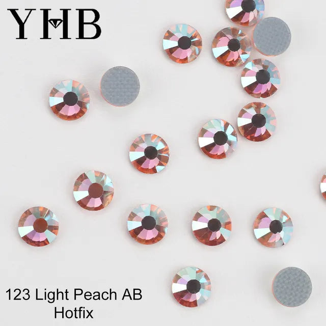 YHB High Quality Color Crystal AB Flatback Hotfix Rhinestones For Shoes Bags Fabric Garment Decoration DiY Jewelry Accessories