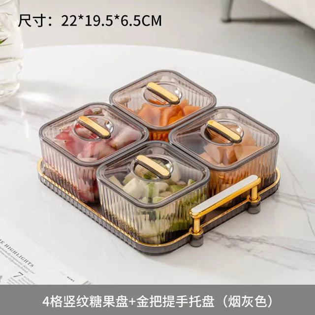 Light and Luxurious Transparent Fruit Plate Candy Plate Nuts and Dried Fruit Storage Box, Snack Snack Containers