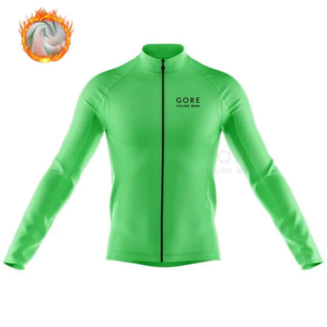 GORE Cycling Wear Thermal Fleece Cycling Jacket Men Winter Bicycle Clothing MTB Long Sleeve Tops Road Bike Jersey Wool Shirts