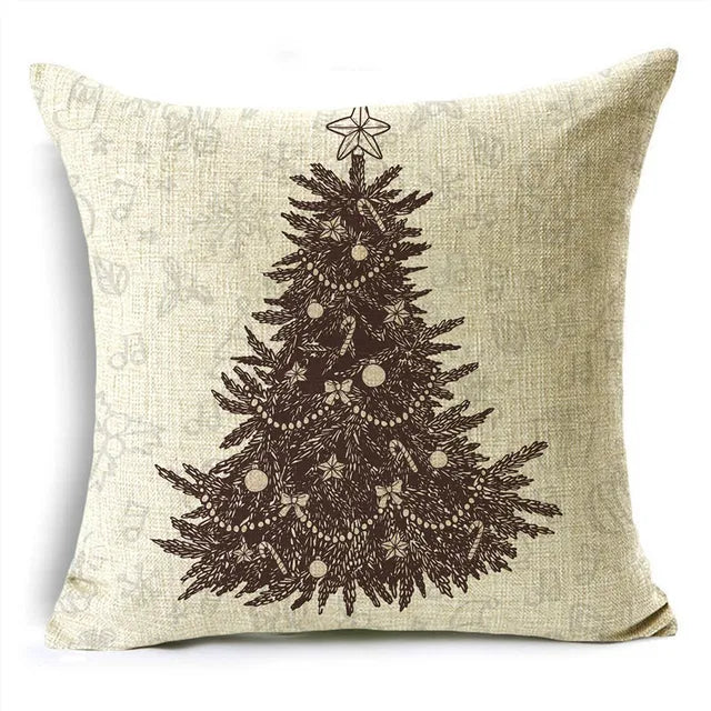 MODOVOS Christmas Throw Pillowcase Cushion Cover Linen Pillow Case Merry Christmas Gifts Home Office Living Room 18*18in